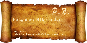 Petyerec Nikoletta névjegykártya